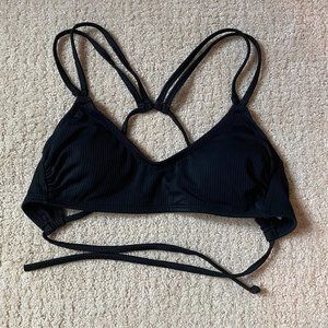 Xhilaration Black Ribbed Strappy Bikini Top
